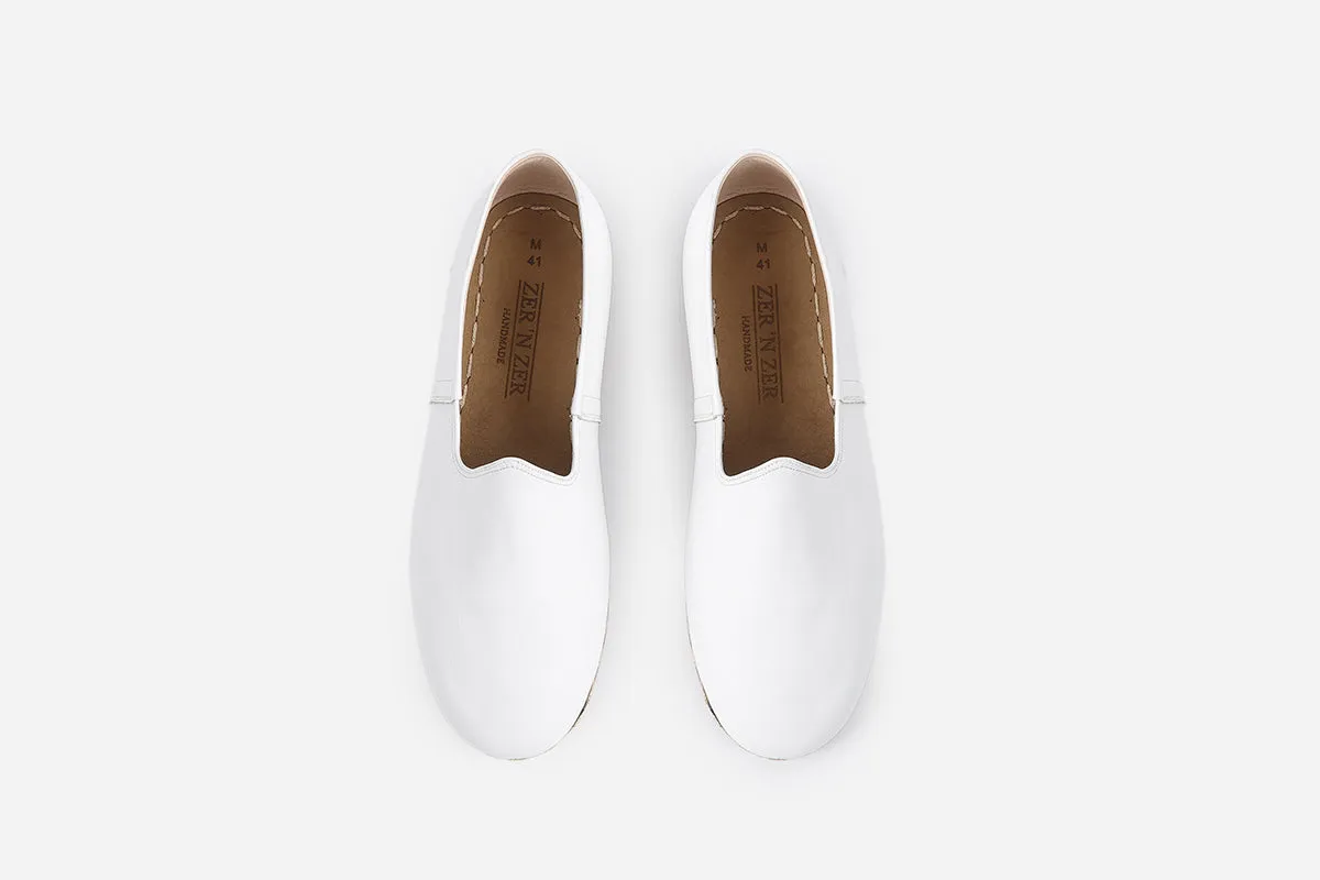 Arctic White Handmade Leather Loafers (Men's)