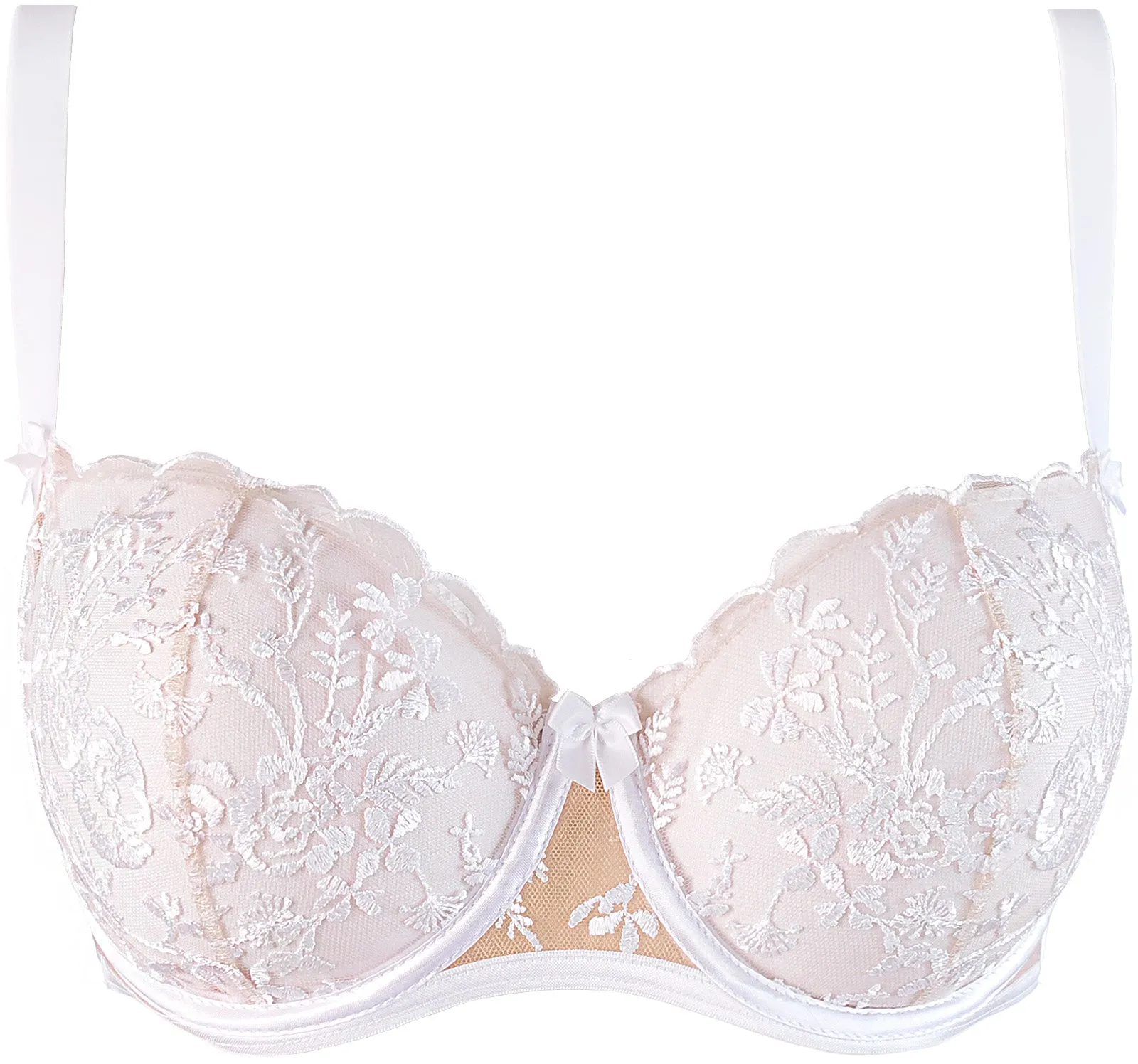 Ashley White & Nude Soft Lace Bra