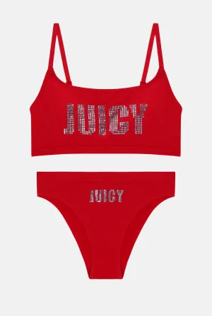 ASTOR RED JUICY DIAMANTE BRALETTE & BRIEF SET