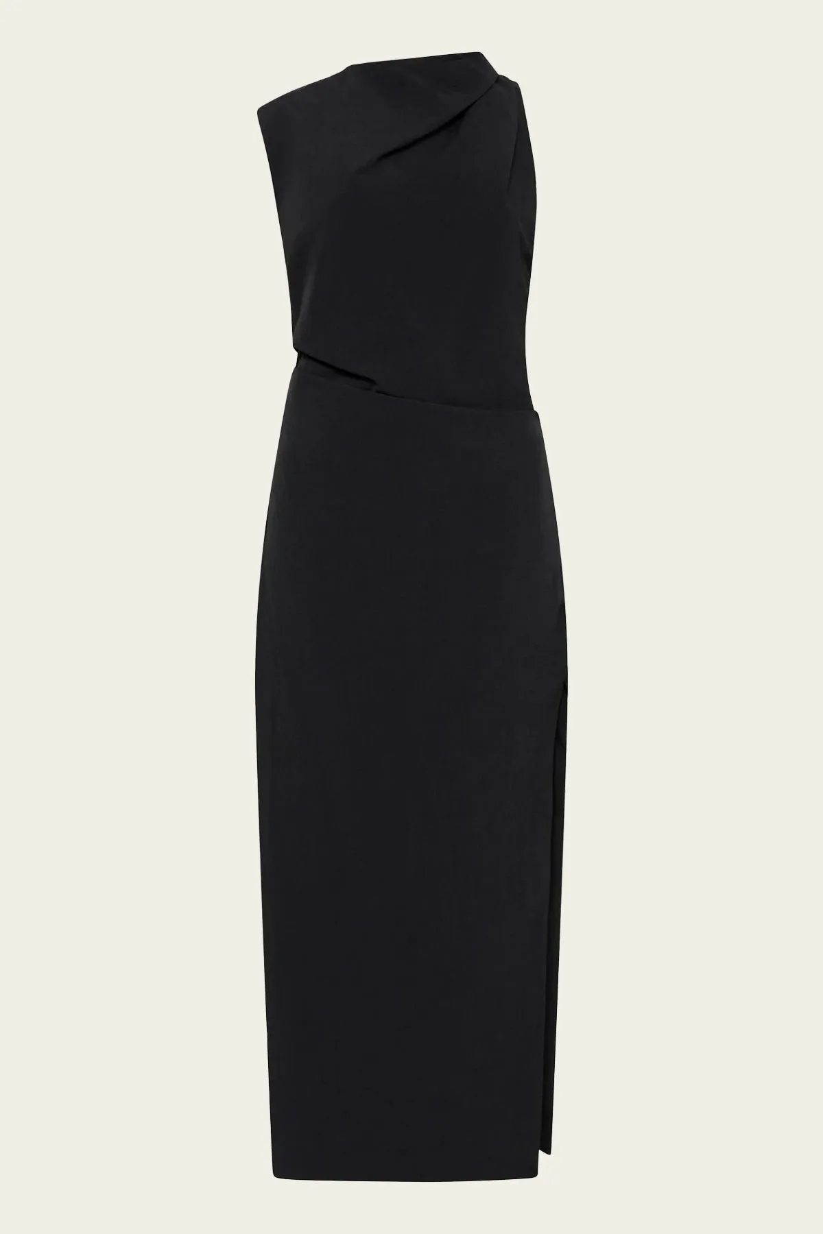 Asymm Tuck Dress in Black
