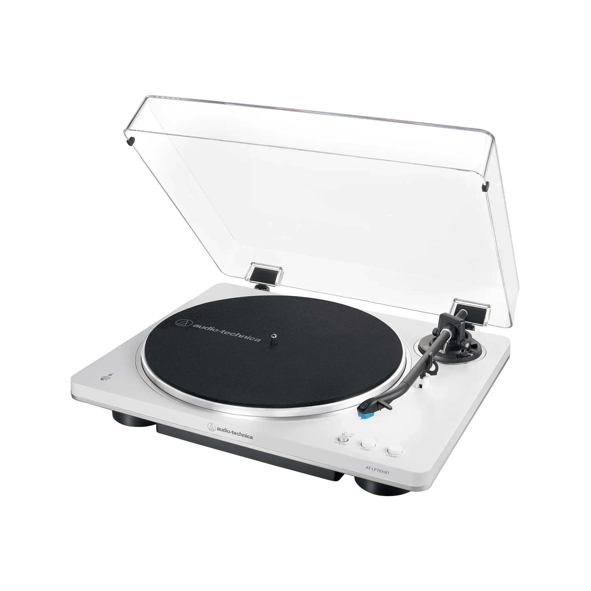 Audio Technica LP70XBT Fully Automatic Wireless Belt-Drive Turntable, White Silver w/AT6028 Cleaning Tool Kit
