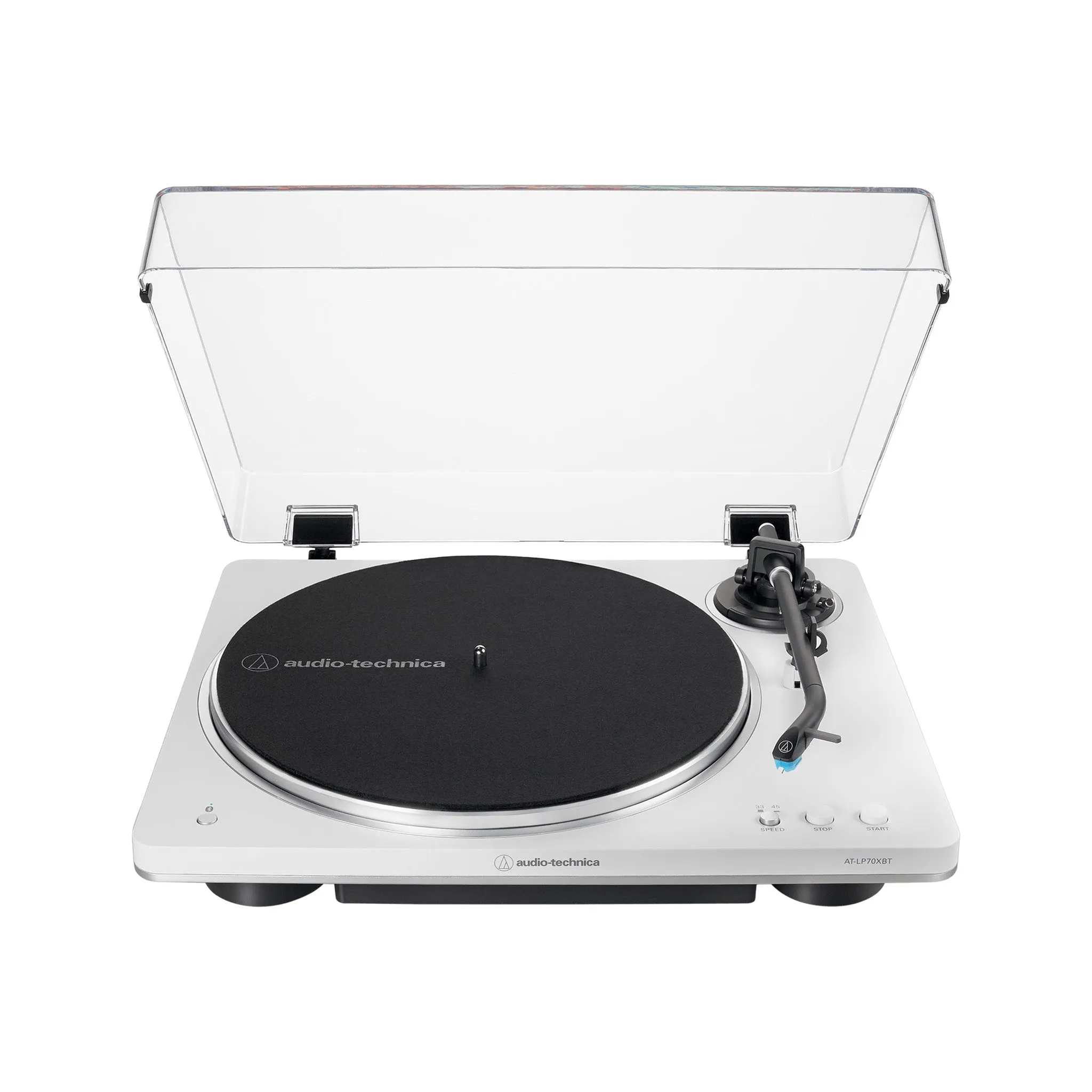 Audio Technica LP70XBT Fully Automatic Wireless Belt-Drive Turntable, White Silver w/AT6028 Cleaning Tool Kit