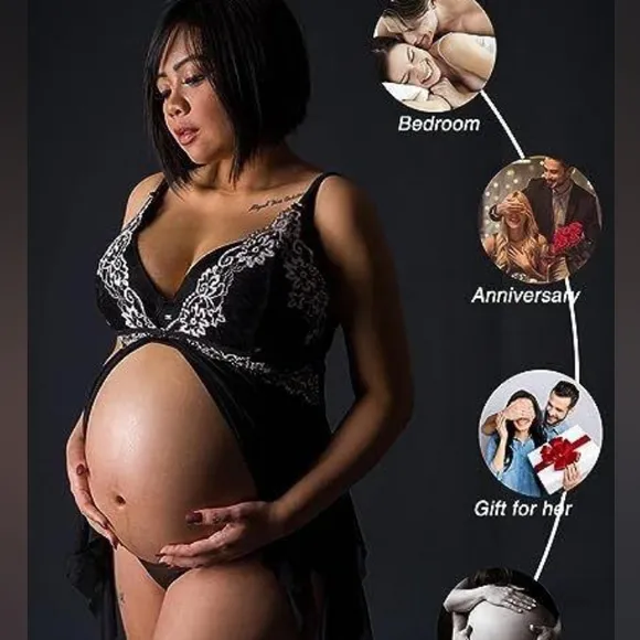 Avidlove Women's Lingerie Lace Babydoll V Neck Nightwear Strap Chemise/thong set