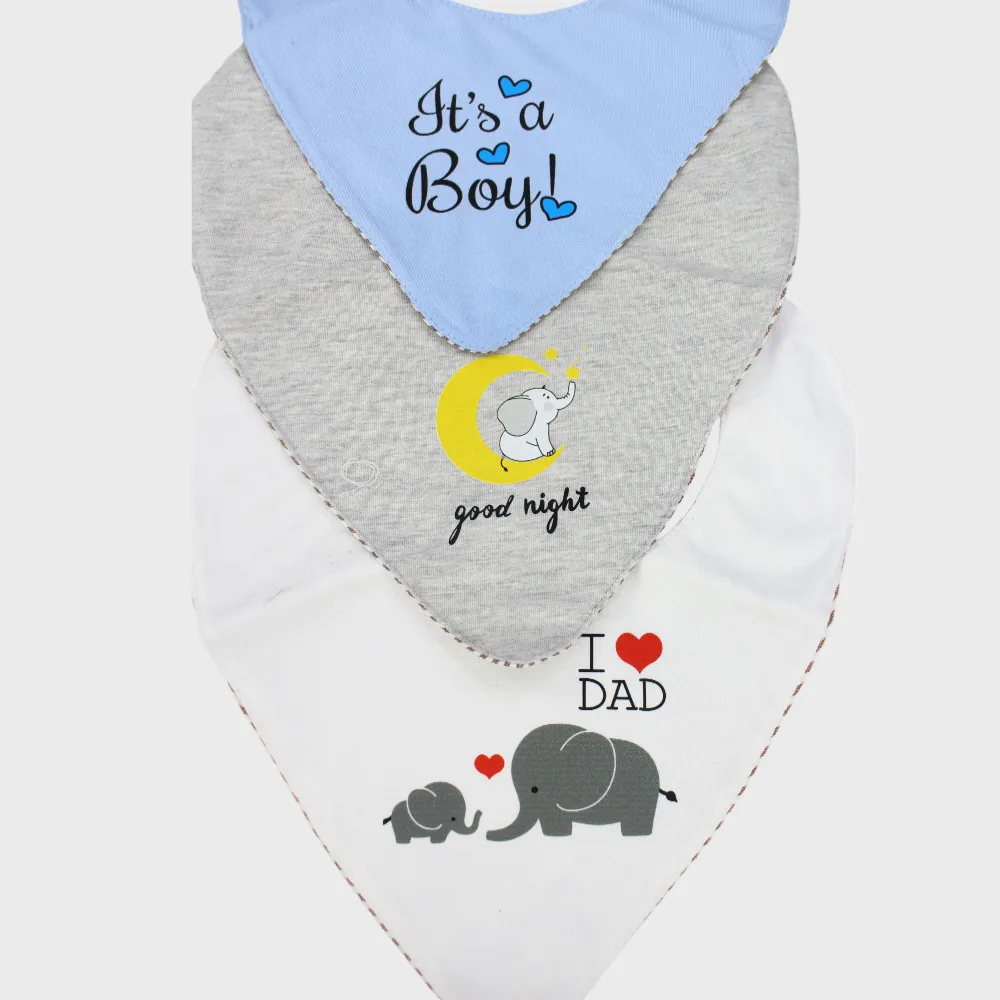 BABY Boys Cotton Bib Set – "Oh Baby, It’s a Boy" (Pack of 3, Scarf Style)