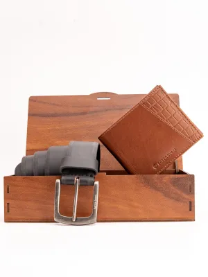 Bacca Bucci Premium Gift Combo: Classic Wallet & Stylish Belt in Elegant Wooden Box