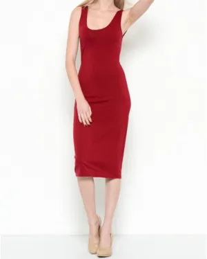 BACK SCOOP NECK MIDI DRESS