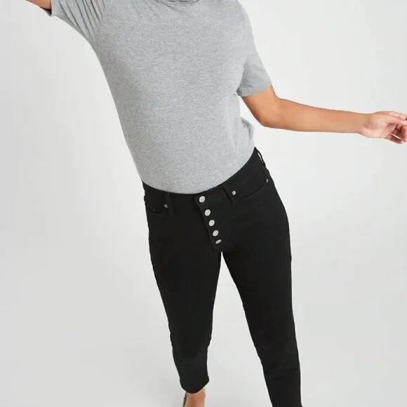 Banana Republic Black High-Rise Straight Button Down Skinny Jeans Size 26/2