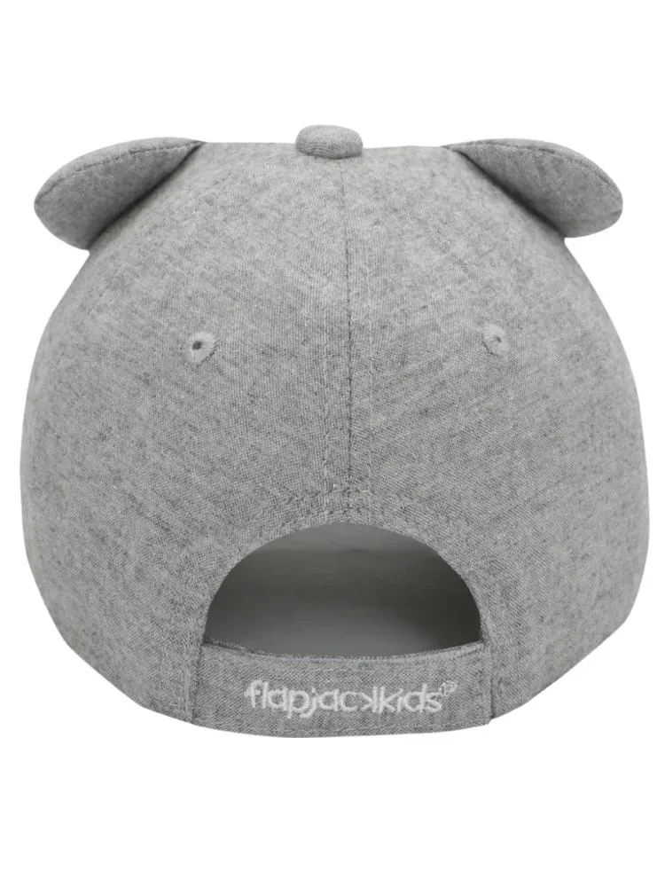 Baseball Kids Cap - Tiger With 3D Ears - Grey & Black