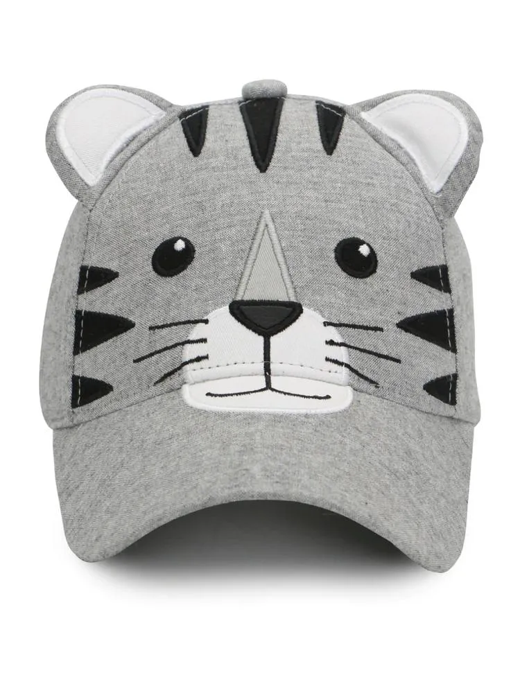 Baseball Kids Cap - Tiger With 3D Ears - Grey & Black