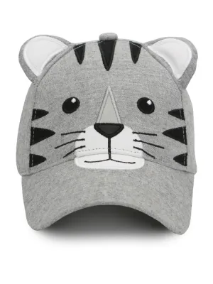 Baseball Kids Cap - Tiger With 3D Ears - Grey & Black
