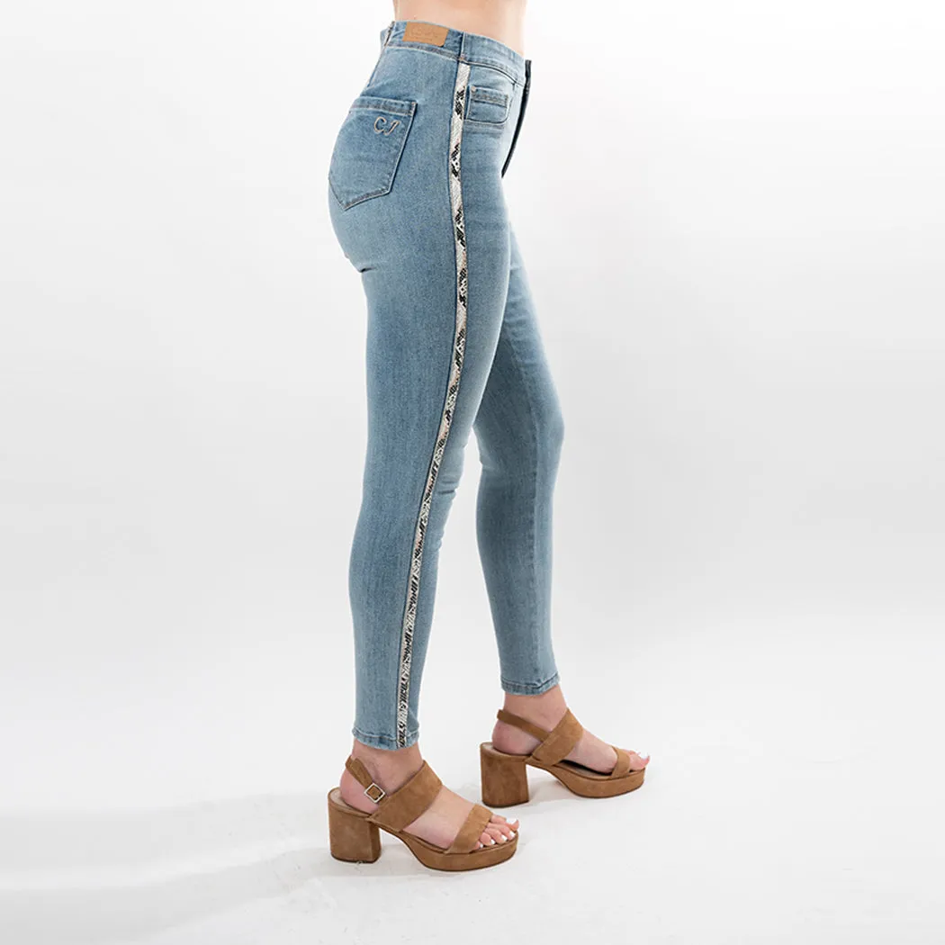 Beaded Snake Trim Side Insert Capris