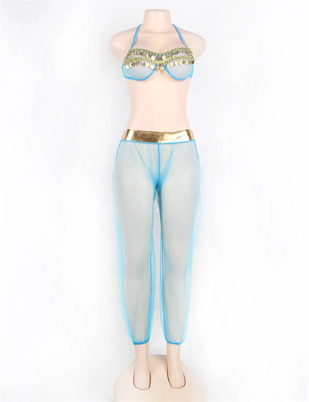 BellyDance Egypt Style Sexy Bralette Lingerie Set With Golden Paillette