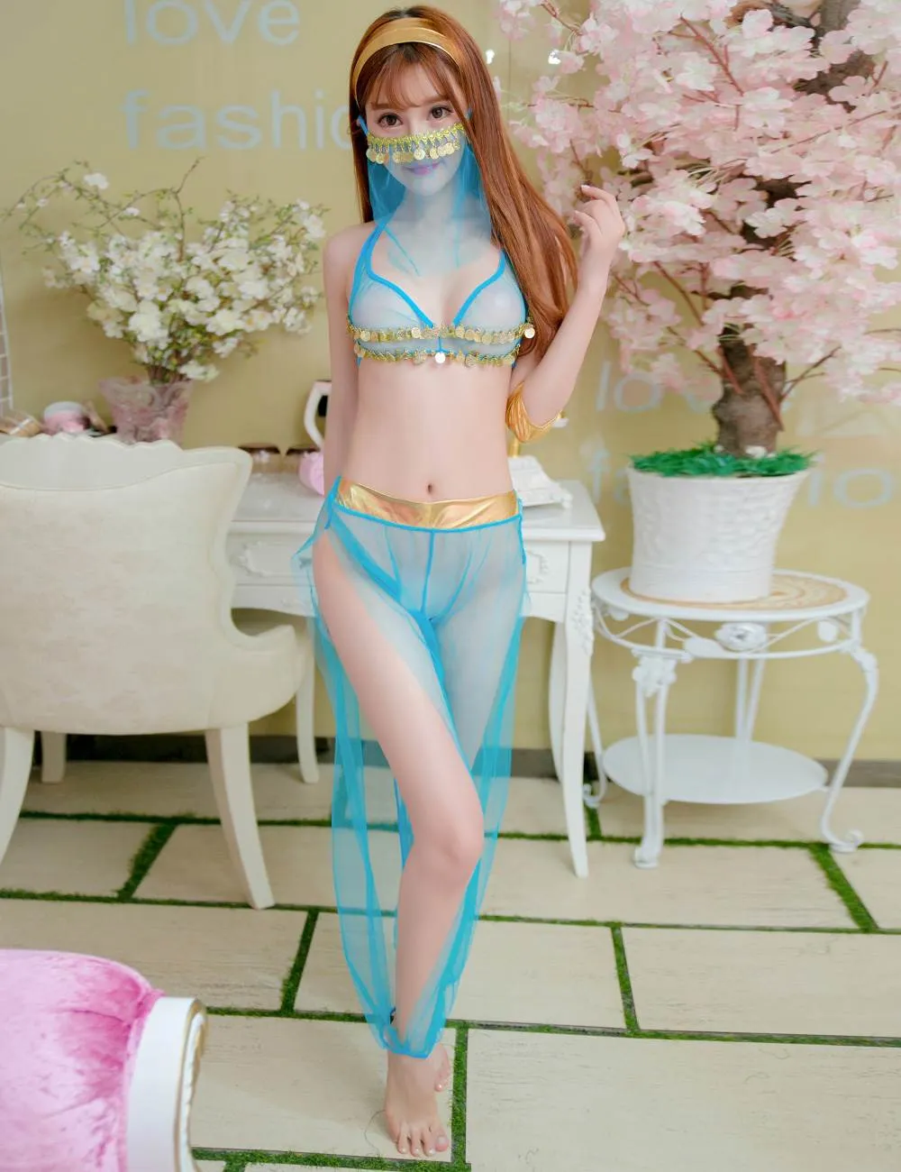 BellyDance Egypt Style Sexy Bralette Lingerie Set With Golden Paillette