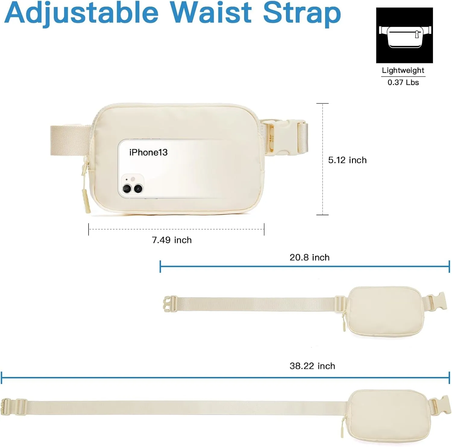 Belt Bag with Adjustable Strap, Fashionable Crossbody Bag