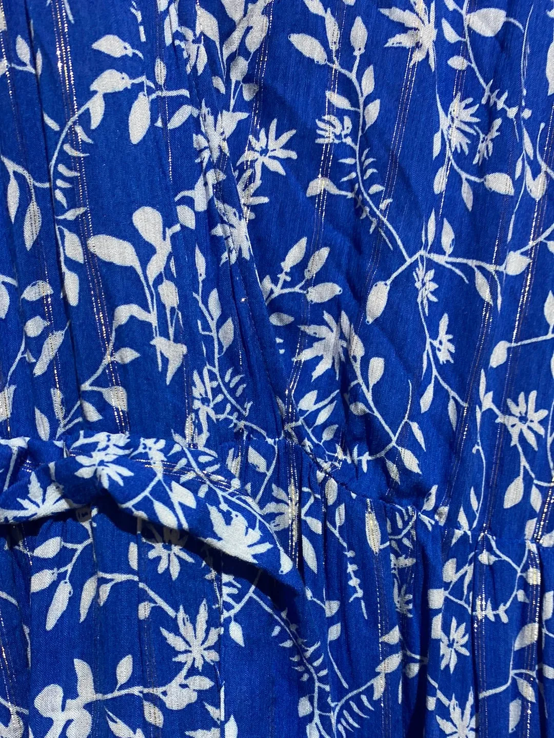 Berenice Blue Floral Short Sleeve Flowy Sleeve Maxi Dress
