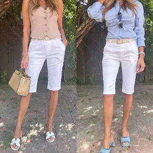 Bevy Flog - Lora Bermuda Pant in White