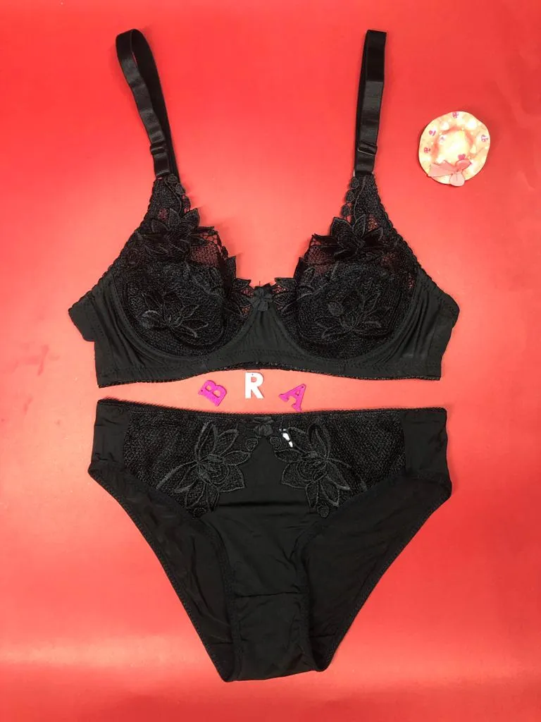 Black Bridal Bra Panty Sets - Non Padded Underwired Bra Panty Set 2020