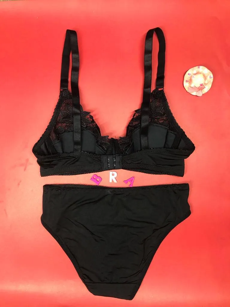 Black Bridal Bra Panty Sets - Non Padded Underwired Bra Panty Set 2020