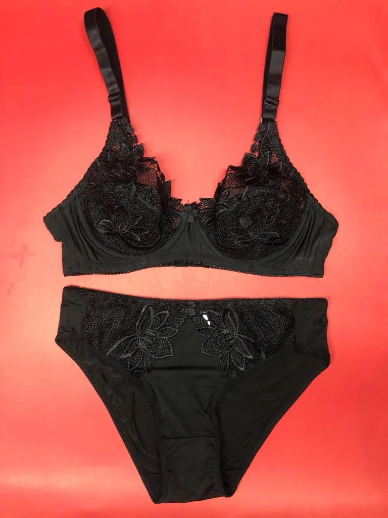 Black Bridal Bra Panty Sets - Non Padded Underwired Bra Panty Set 2020