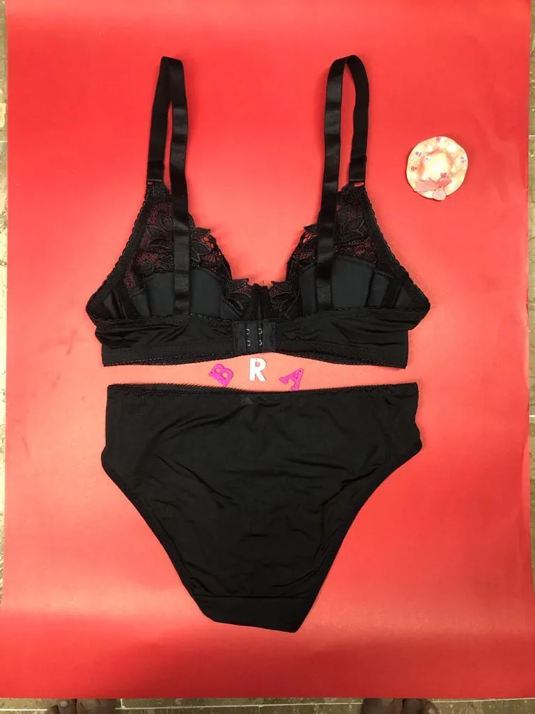 Black Bridal Bra Panty Sets - Non Padded Underwired Bra Panty Set 2020