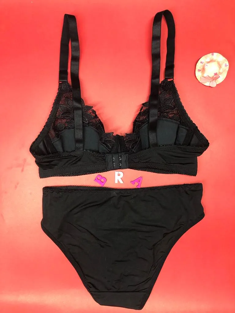 Black Bridal Bra Panty Sets - Non Padded Underwired Bra Panty Set 2020