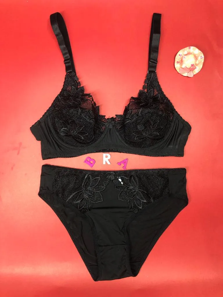 Black Bridal Bra Panty Sets - Non Padded Underwired Bra Panty Set 2020