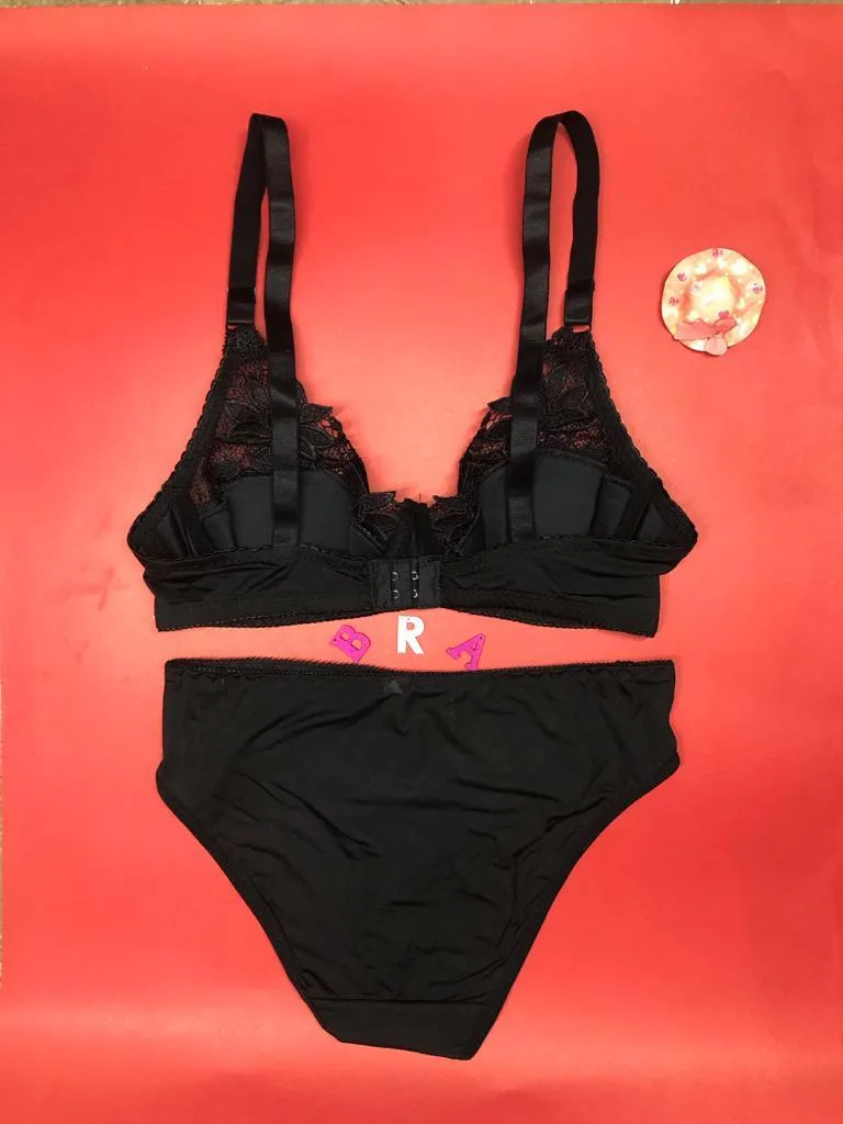 Black Bridal Bra Panty Sets - Non Padded Underwired Bra Panty Set 2020
