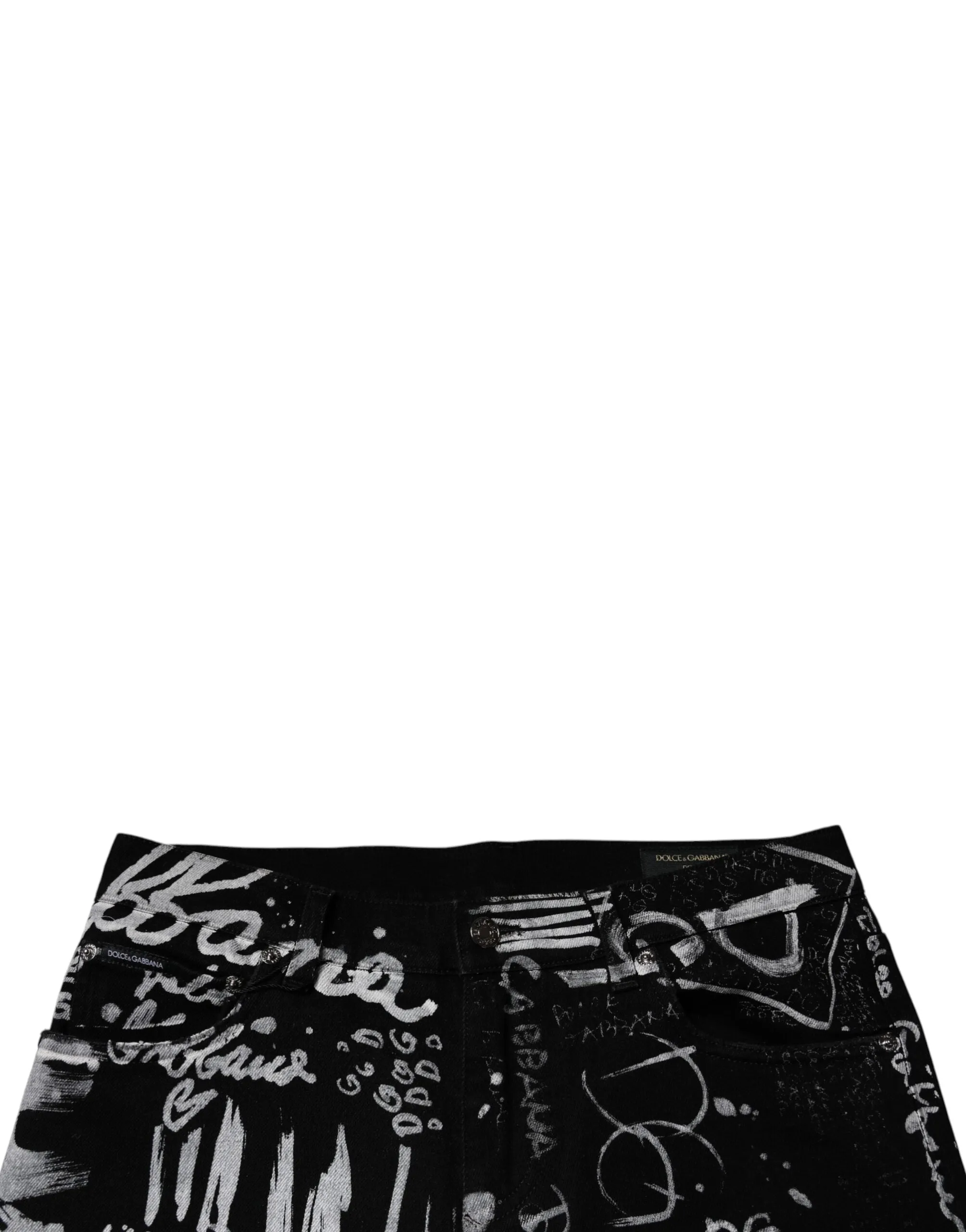 Black Cotton Logo Print Skinny Denim Jeans