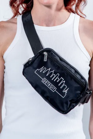 BLACK DETROIT SKYLINE BELT BAG