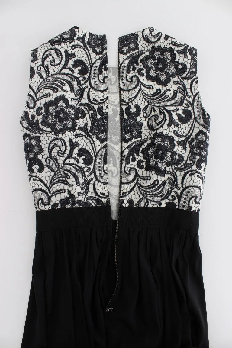 Black Floral Silk Empire Maxi Long Dress