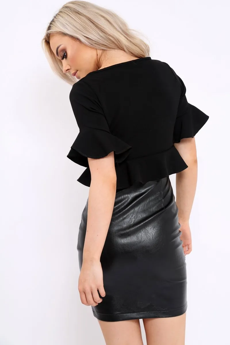 Black Frill Hem Crop Top - Iyannah