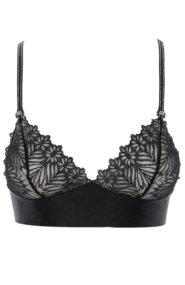 Black lace bralette with black pearls - Destino Dark Bra