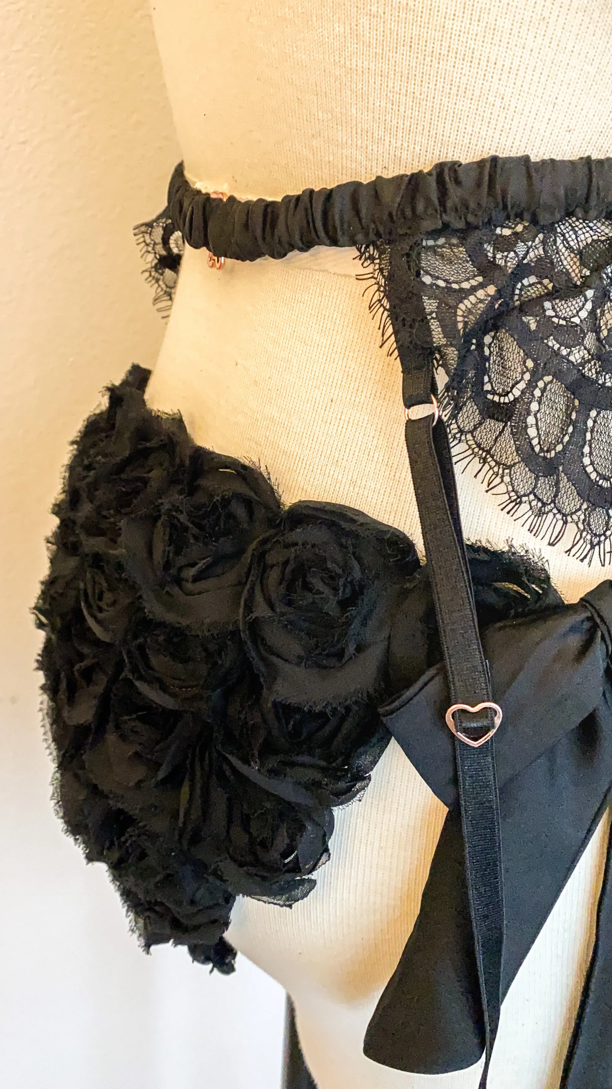 Black Lace Floral Tie Side Panty