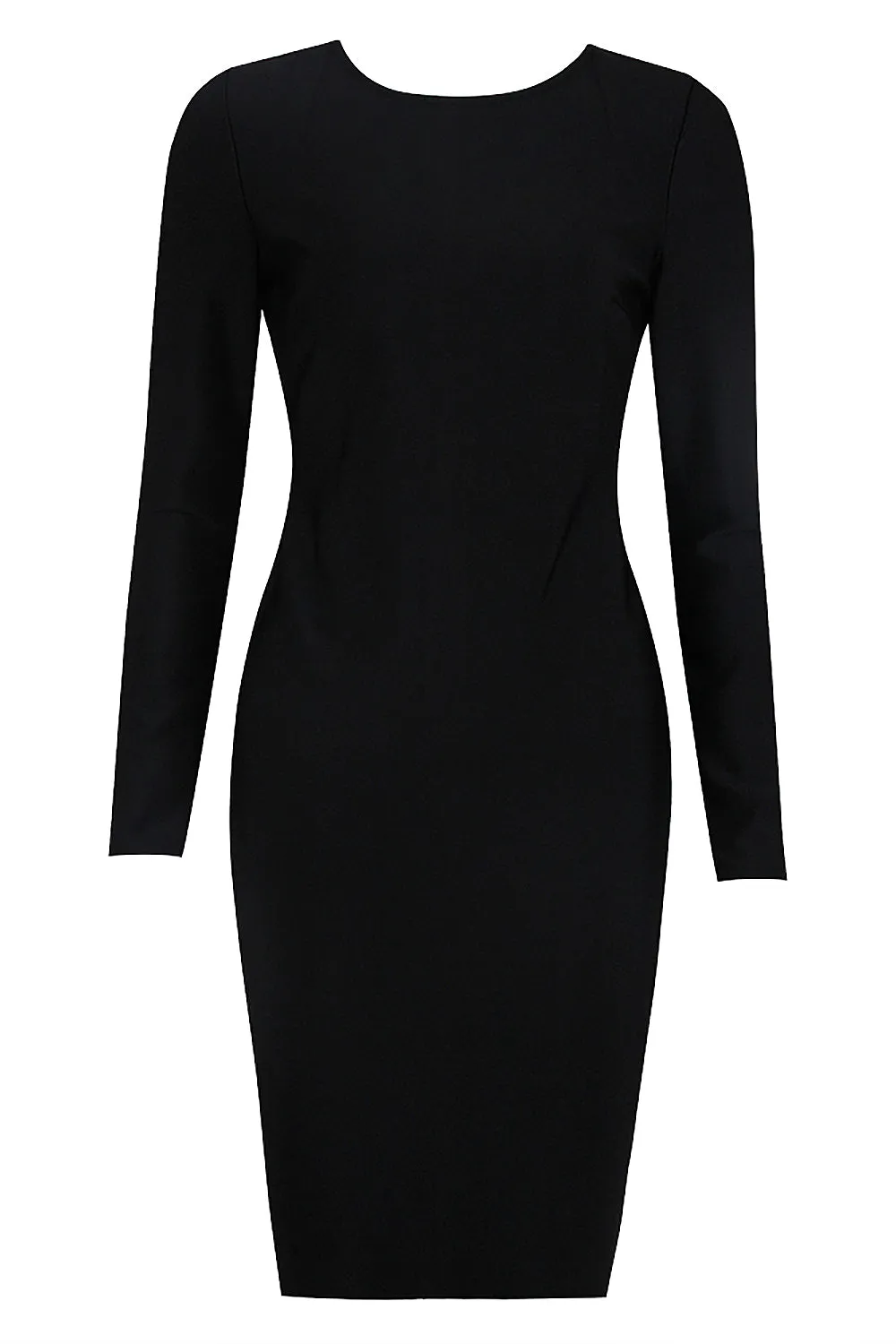 Black Long Sleeve Back Zipper Crystal Bandage Dress