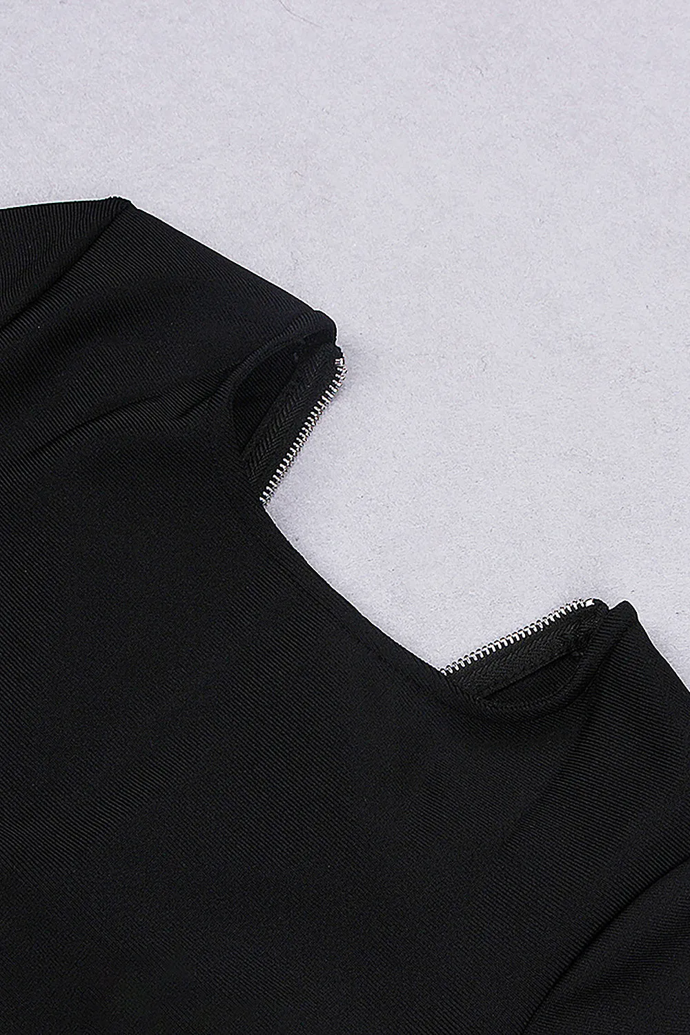 Black Long Sleeve Back Zipper Crystal Bandage Dress