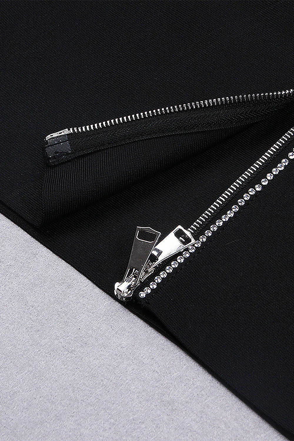 Black Long Sleeve Back Zipper Crystal Bandage Dress