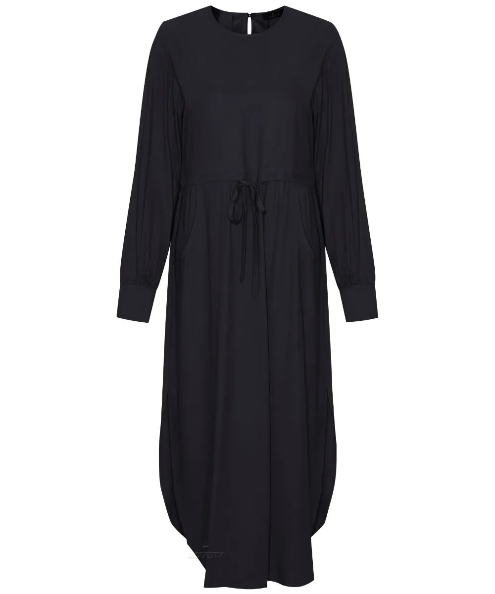 Black Long Sleeve Midi Dress