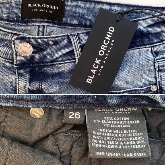 Black Orchid Jude Mid Rise Skinny Jeans Acid Wash