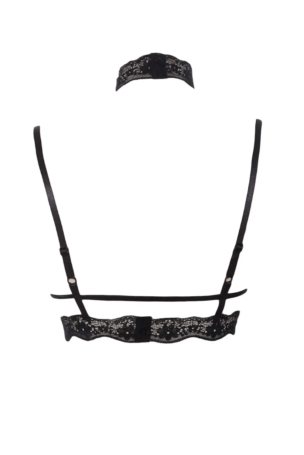 Black Seductive Strappy Choker Lace Bra Lingerie