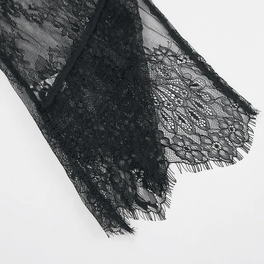 Black See-through Long Maxi Lace Dresses