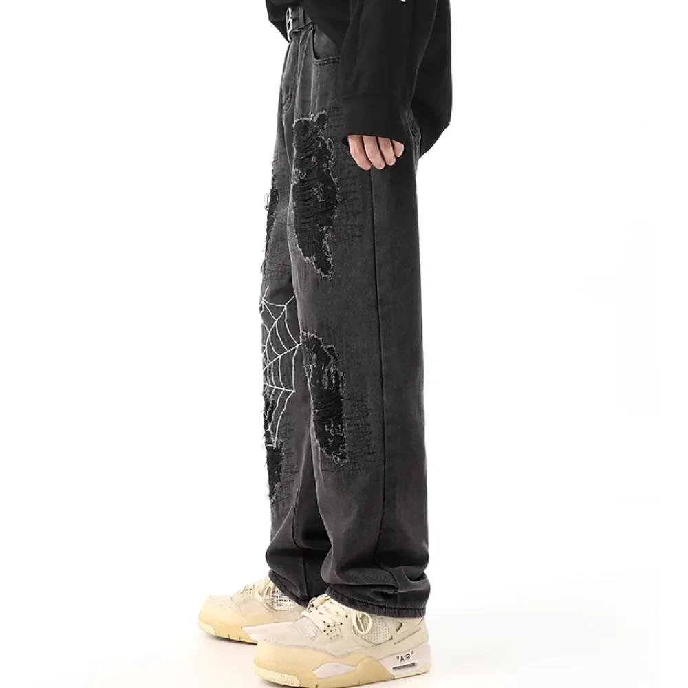 Black Spider Ripped Jeans