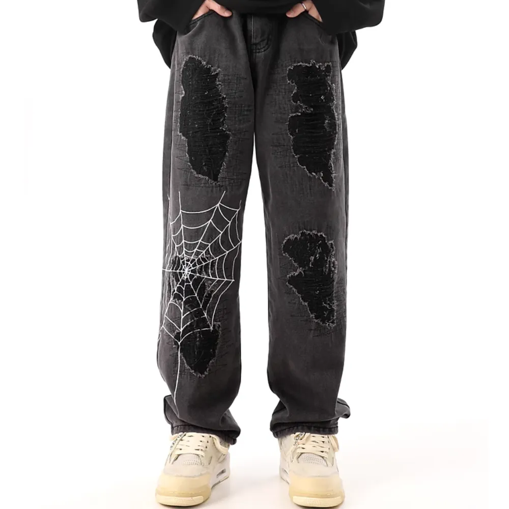 Black Spider Ripped Jeans