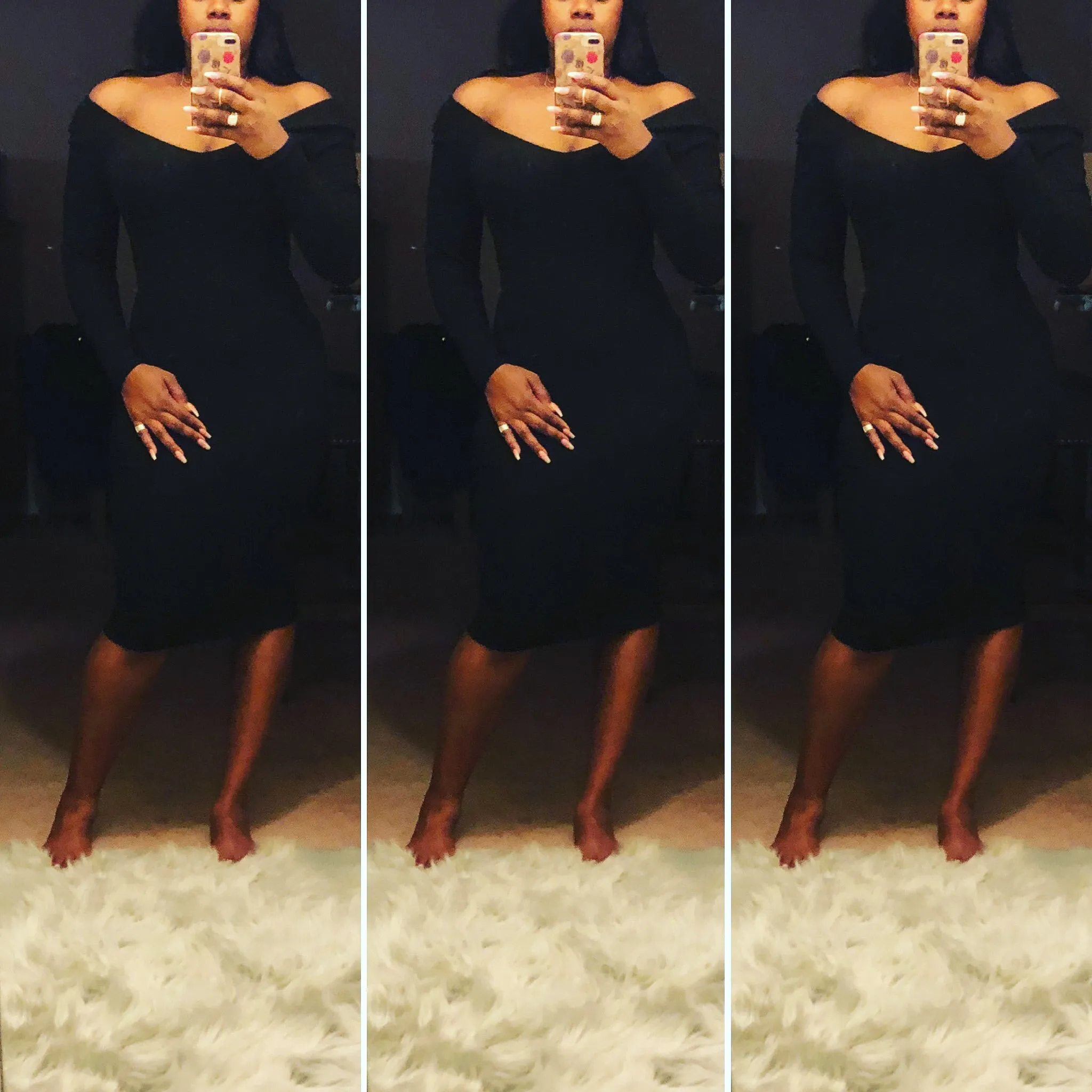 Black V-neck Bodycon Dress
