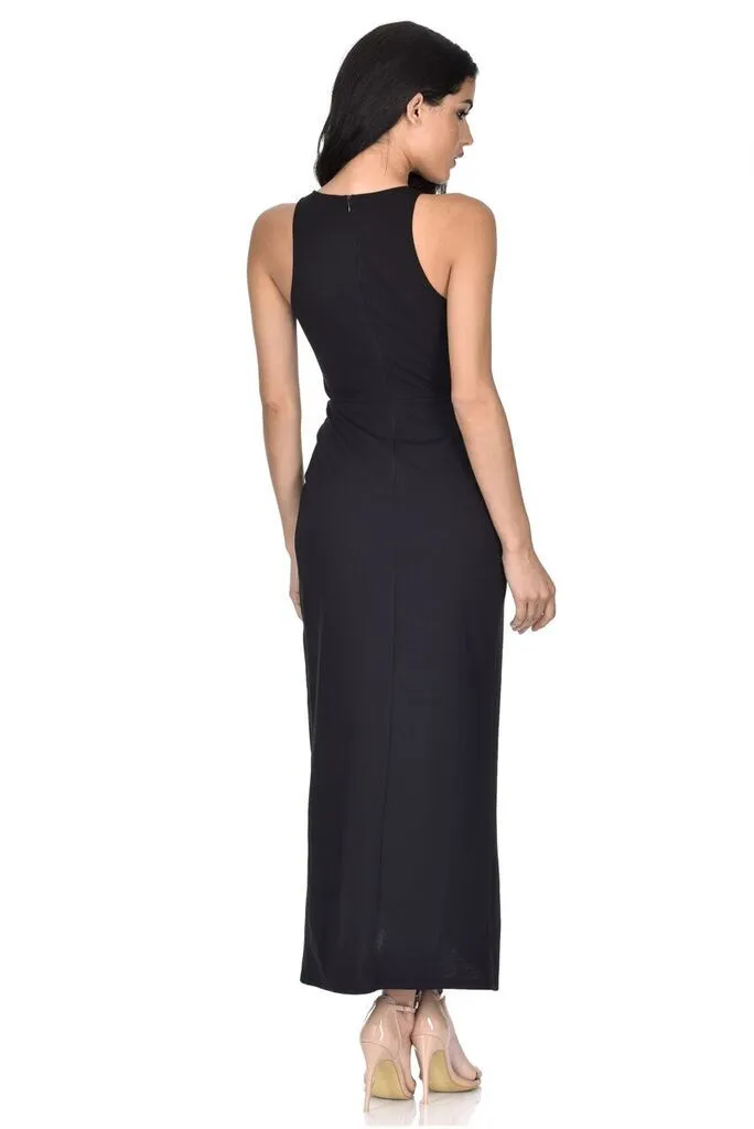 Black Wrap Embellished Maxi Dress