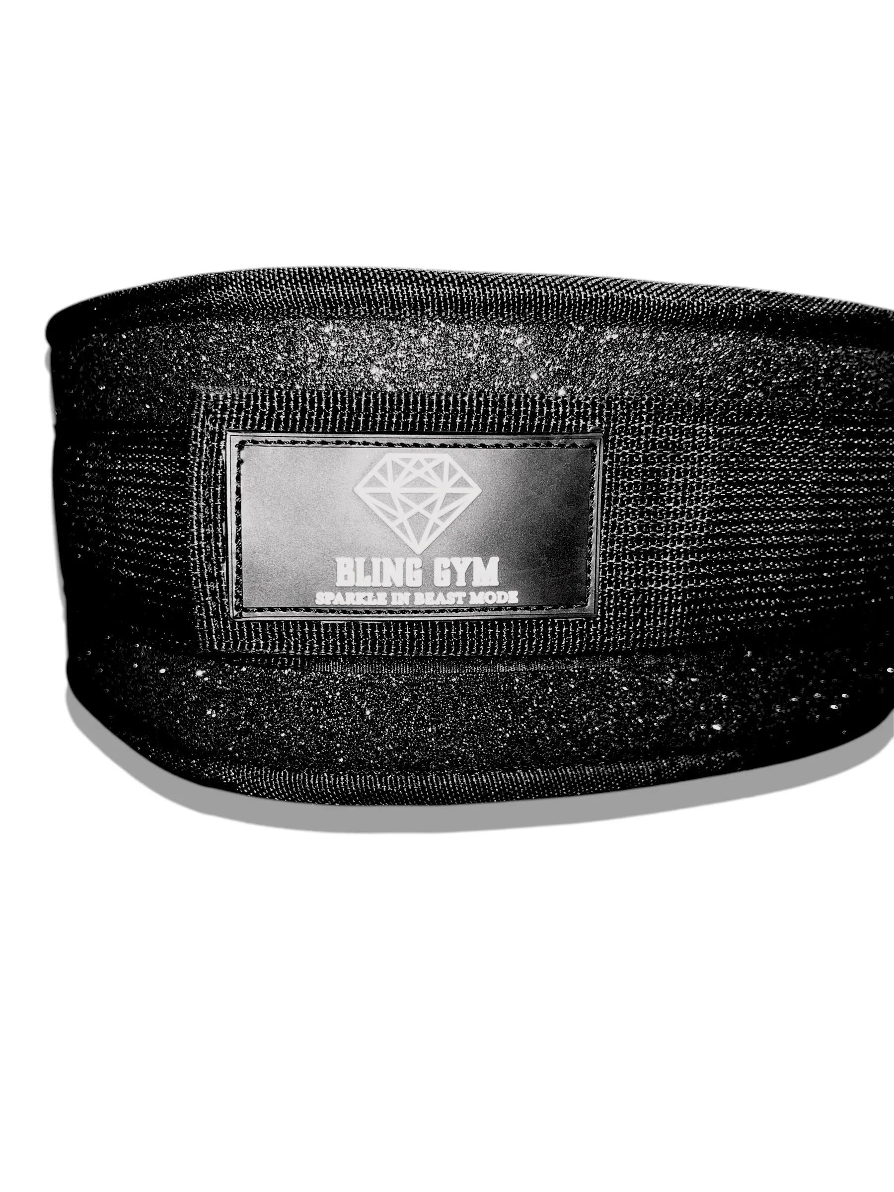 Bling Gym Black Glitter Weight Lifting Belt – Ultimate Support and Style for Heavy Lifts
