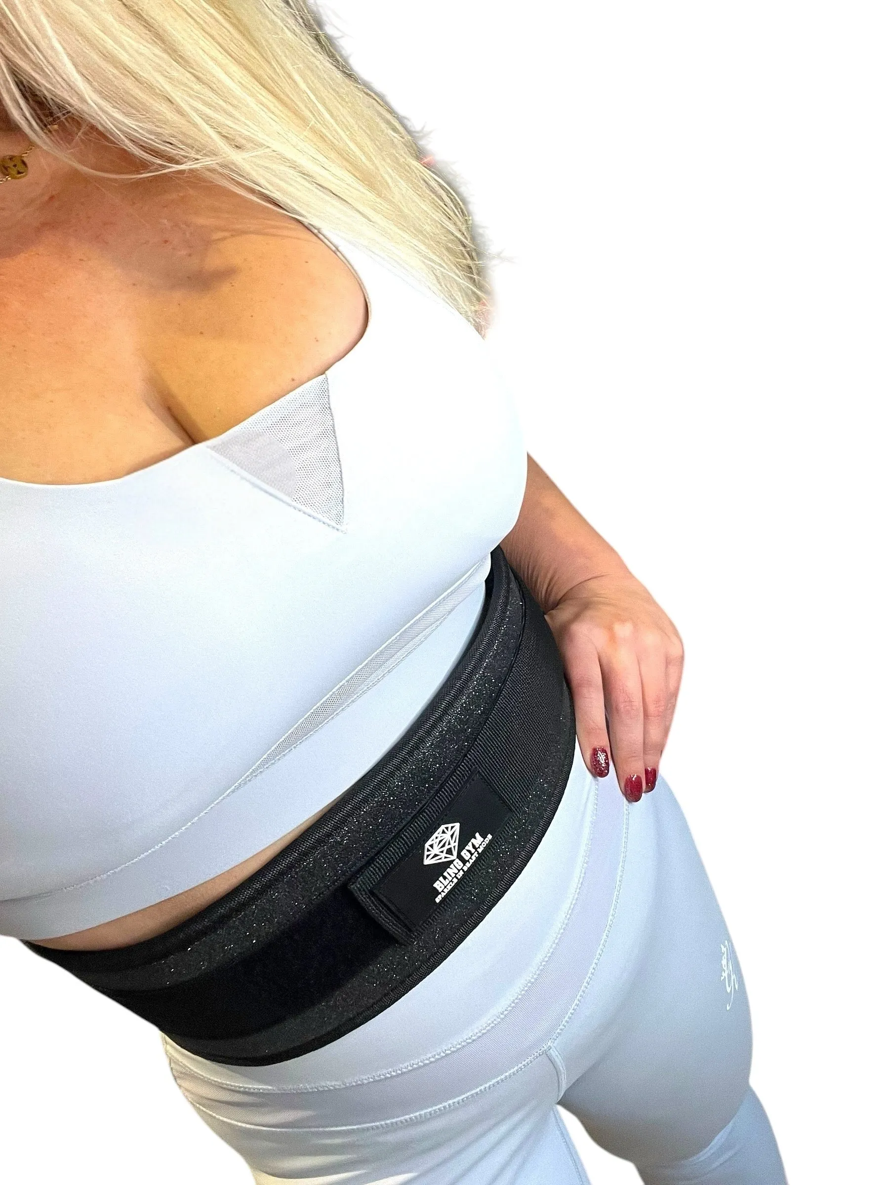 Bling Gym Black Glitter Weight Lifting Belt – Ultimate Support and Style for Heavy Lifts