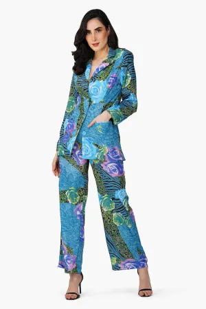 Blue Carribean Floral Printed Pant