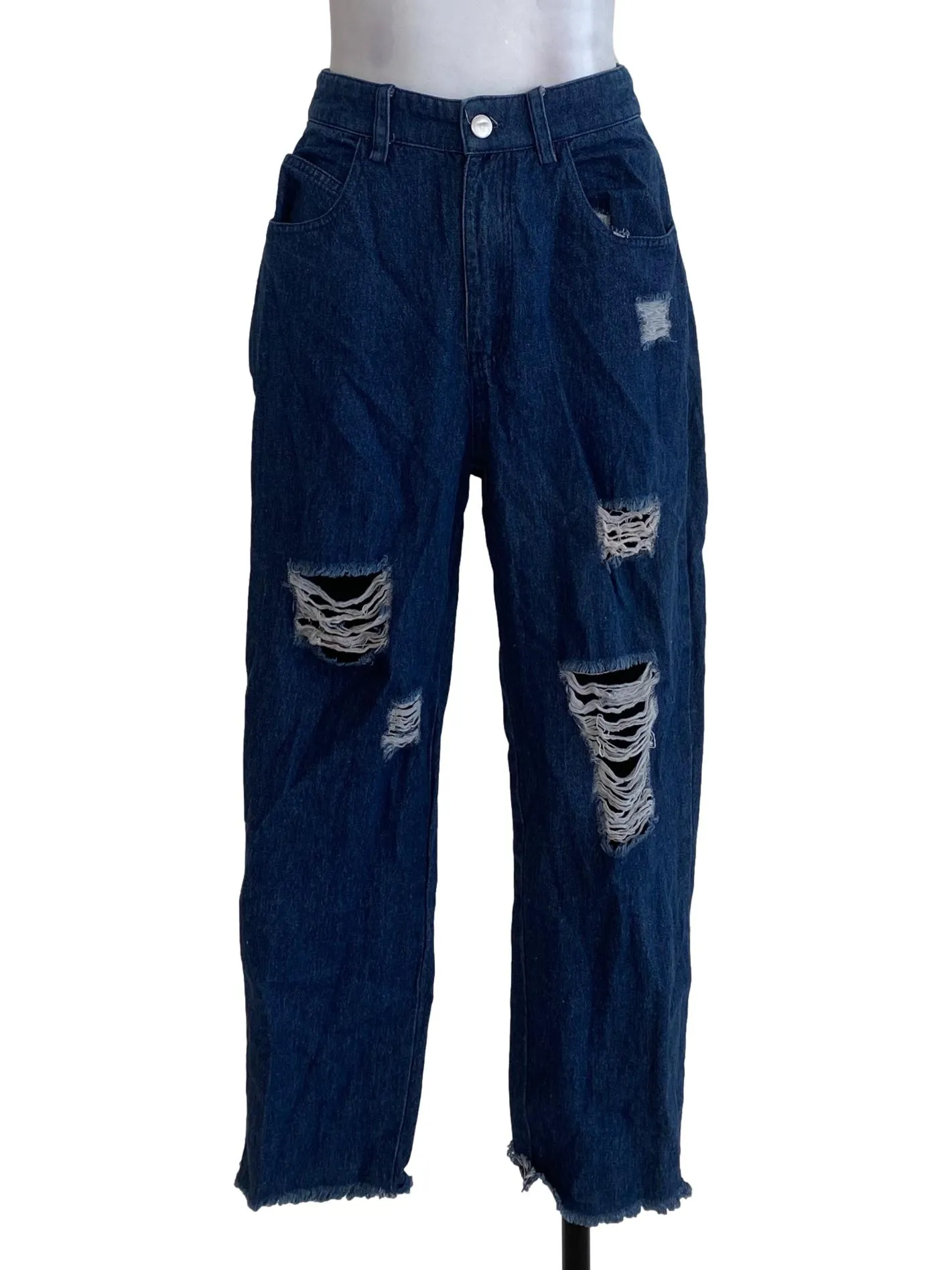 Blue Denim Ripped Jeans