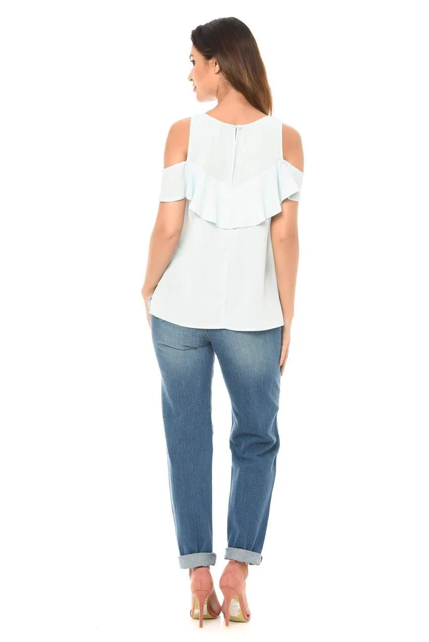 Blue Loose Fitting Ripped Jeans