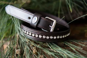 Blue Steel Belt with Round Stone